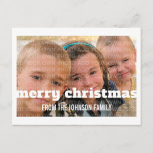 Ivory Typography Merry kerstfoto Briefkaart
