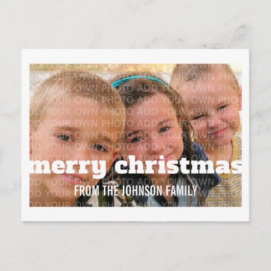 Ivory Typography Merry kerstfoto Briefkaart (Voorkant)