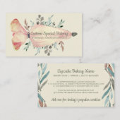 Ivory Vanilla Bakery Flowers Cake Pastry Visitekaartje (Voorkant / Achterkant)