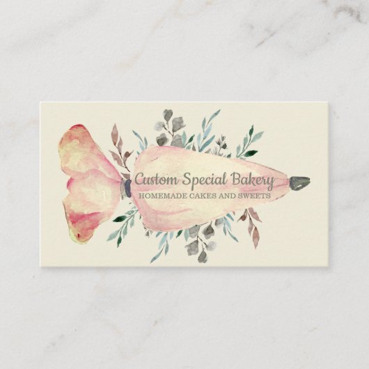 Ivory Vanilla Bakery Flowers Cake Pastry Visitekaartje (Voorkant)