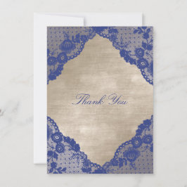 Ivory Velvet Royal Blue Navy Lace Dank u Kaart
