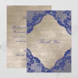Ivory Velvet Royal Blue Navy Lace Dank u Kaart