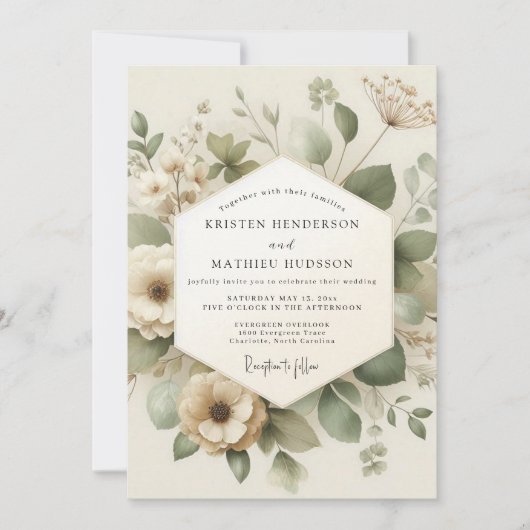 Ivory Verdant Meadow Wedding Kaart (Voorkant)