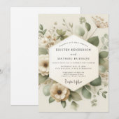 Ivory Verdant Meadow Wedding Kaart (Voorkant / Achterkant)