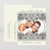 Ivory Victoriaans Paisley slaat de datum van je fo Aankondigingskaart (Voorkant / Achterkant)