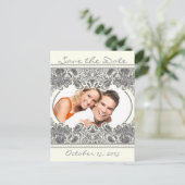 Ivory Victoriaans Paisley slaat de datum van je fo Aankondigingskaart (Staand voorkant)