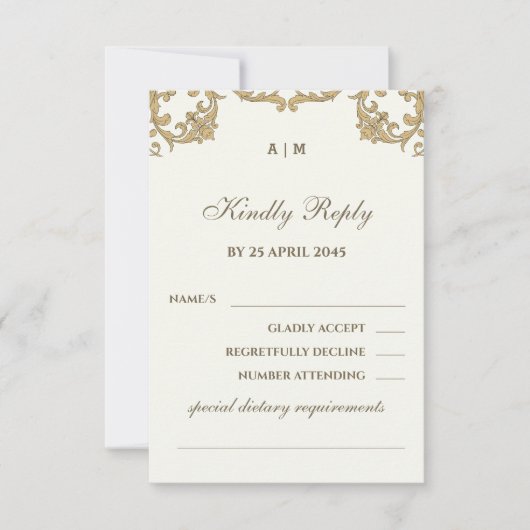 Ivory Victorian Christian Wedding RSVP Card (Voorkant)