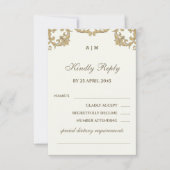 Ivory Victorian Christian Wedding RSVP Card Kaartje (Voorkant)