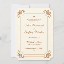 Ivory Vintage Bloei Elegante Trouwdag Save The Date