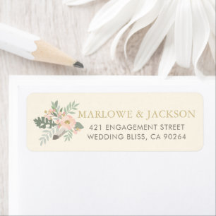 Ivory Vintage Boho Floral Wedding Return Address Etiket