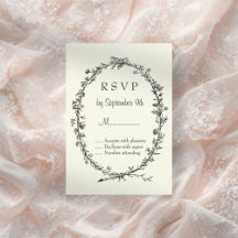 Ivory Vintage Wedding Invitation RSVP Card