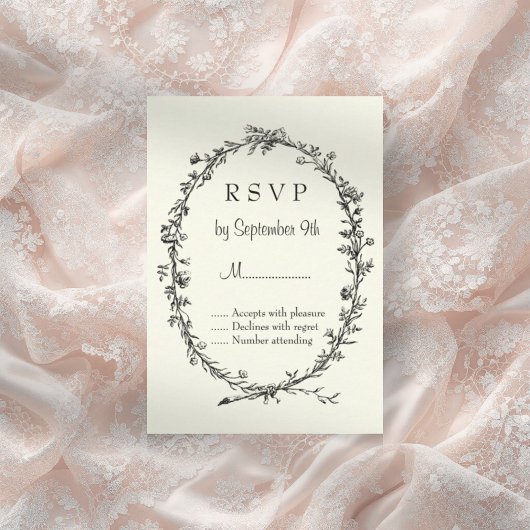 Ivory Vintage Wedding Invitation RSVP Card