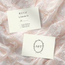 Ivory Vintage Wedding Invitation RSVP Card Kaartje