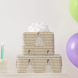 Ivory Vrijgezellenfeest Glitter Gold Stripes Cadeaupapier