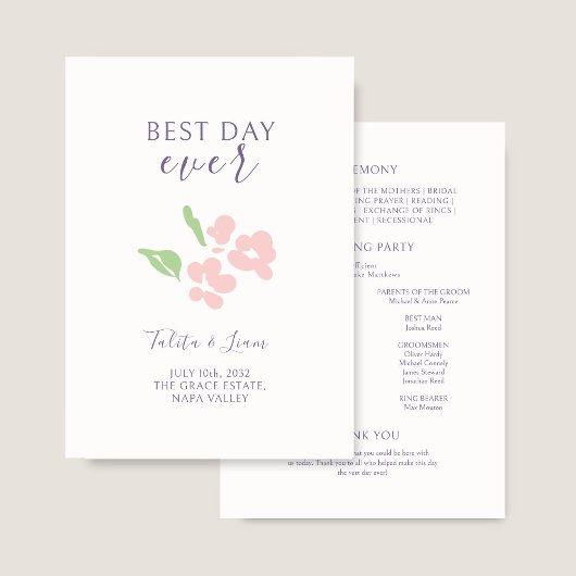 Ivory | Watercolor Bloemen Bruiloft Programma Programmakaart