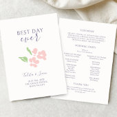 Ivory | Watercolor Bloemen Bruiloft Programma Programmakaart