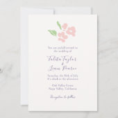Ivory | Watercolor Blush Floral Script Wedding  Kaart (Voorkant)