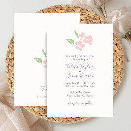 Ivory | Watercolor Blush Floral Script Wedding  Kaart