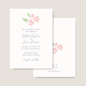 Ivory | Watercolor Blush Floral Script Wedding  Kaart