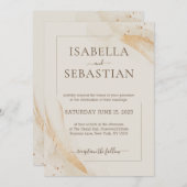 Ivory Watercolor Elegant Wedding Kaart (Voorkant / Achterkant)