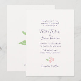 Ivory | Waterverf Bloemenscript Bruiloft Kaart