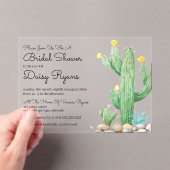 Ivory Waterverf Cactus Bridal Shower Acryl Uitnodigingen (Insitu (Draagbaar))