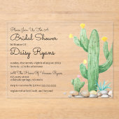 Ivory Waterverf Cactus Bridal Shower Acryl Uitnodigingen (Voorkant)