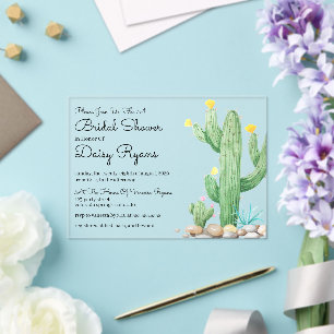 Ivory Waterverf Cactus Bridal Shower Acryl Uitnodigingen