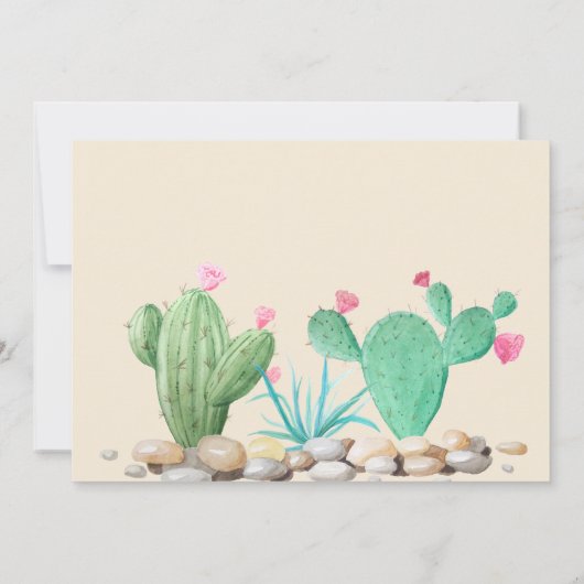 Ivory Waterverf Cactus Bridal Shower Kaart (Achterkant)