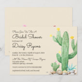 Ivory Waterverf Cactus Bridal Shower Kaart (Voorkant / Achterkant)