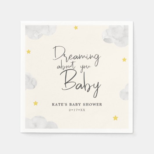 Ivory Waterverf Clouds Gender Neutral Baby shower Servet (Voorkant)