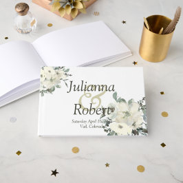 Ivory waterverf floral bruiloft gastboek gastenboek