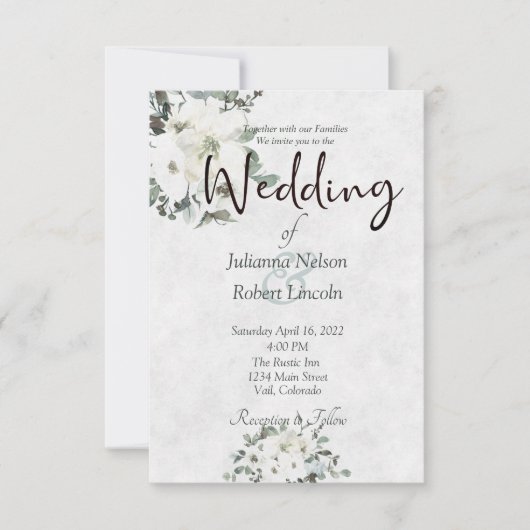 Ivory waterverf floral bruiloft kaart (Voorkant)