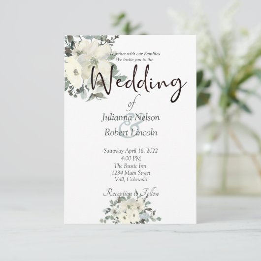 Ivory waterverf floral bruiloft kaart (Staand voorkant)