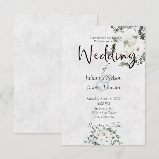 Ivory waterverf floral bruiloft kaart (Voorkant / Achterkant)
