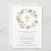 Ivory Waterverf Floral Gold Cross First Community Kaart (Voorkant)