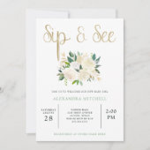 Ivory Waterverf Floral met Gold | Sip en Zie Kaart (Voorkant)