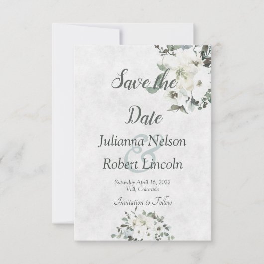 Ivory waterverf floral save the date uitnodiging (Voorkant)