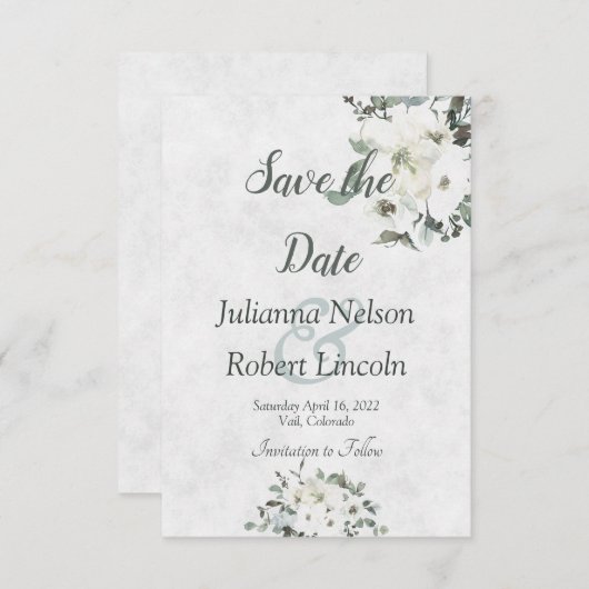 Ivory waterverf floral save the date uitnodiging (Voorkant / Achterkant)