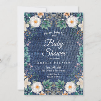 Ivory Waterverf Floral Vintage Jean Jacket Chic Kaart