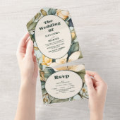 Ivory Waterverf Floral Wedding All In One Uitnodiging (Afscheurbaar)