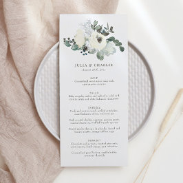 Ivory Waterverf Floral Wedding Menu