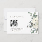 Ivory Waterverf Floral Wedding QR Code RSVP Card (Voorkant)