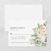 Ivory Waterverf Floral Wedding RSVP-kaart RSVP Kaartje (Voorkant / Achterkant)