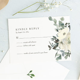Ivory Waterverf Floral Wedding RSVP Kaartje