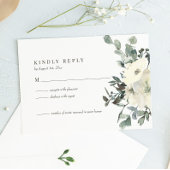 Ivory Waterverf Floral Wedding RSVP Kaartje