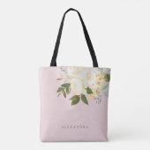 Ivory Waterverf Florals op Blush Tote Bag (Achterkant)
