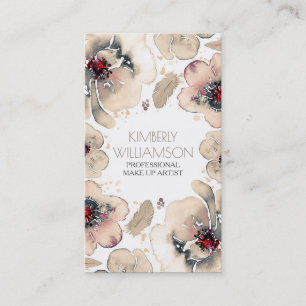 Ivory Waterverf Flowers Boho Feathers Wreater Visitekaartje