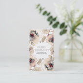 Ivory Waterverf Flowers Boho Feathers Wreater Visitekaartje (Staand voorkant)