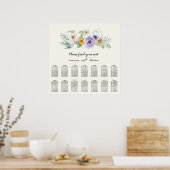 Ivory Waterverf Paars Gold White Seating Chart Poster (Keuken)